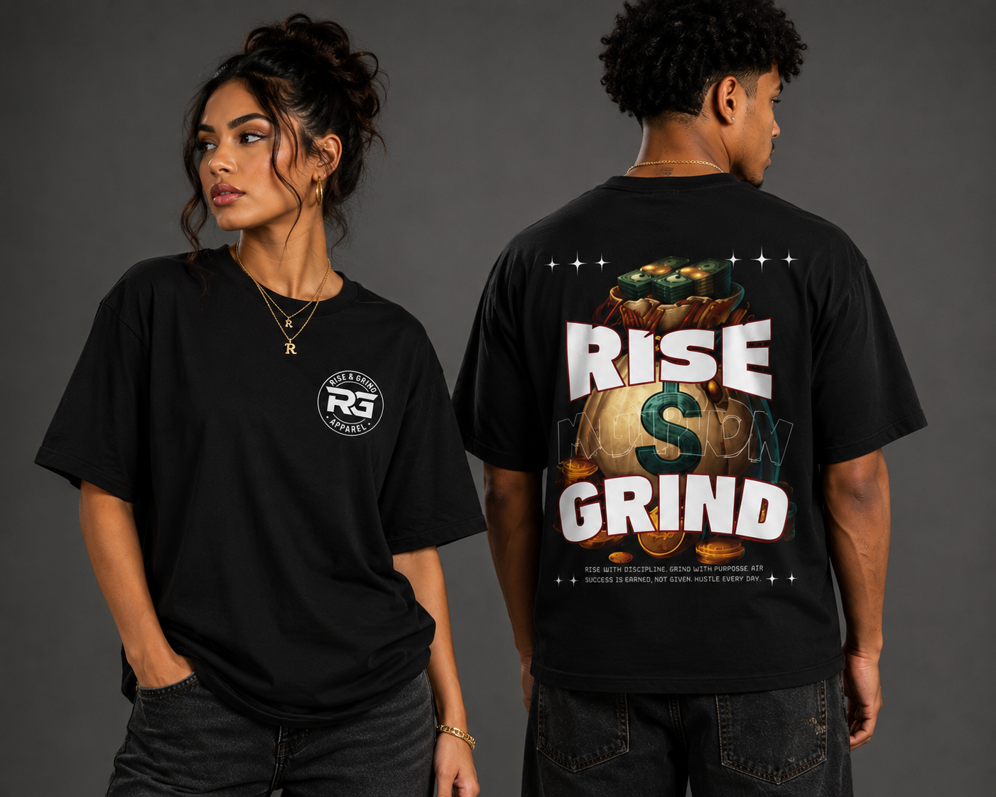 Rise & Grind Graphic Tee — Motivational Money Hustle T‑Shirt